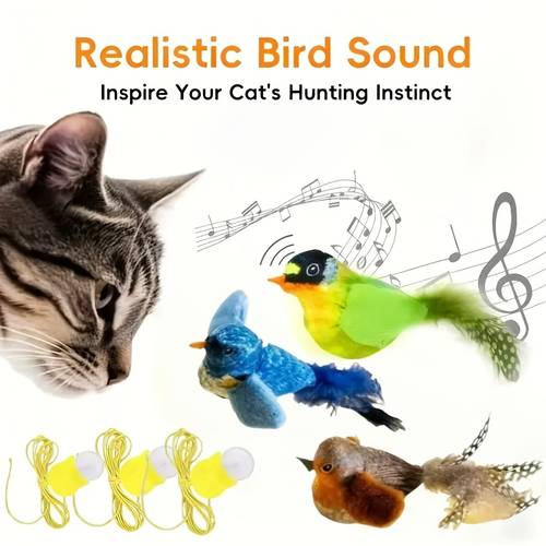 2pcs and hanging rope interactive realistic bird cat toys simulating suitable for indoor play for kittens adult cats and all of stimulating cats natural hunting