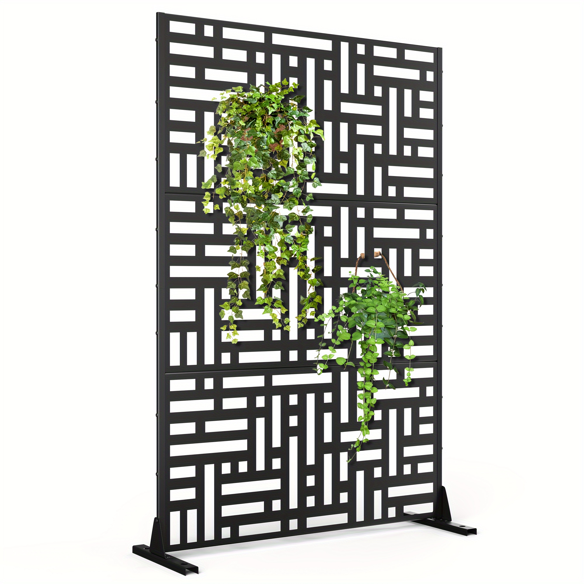 

Metal Privacy Screen Outdoor Privacy Screen 72" H×47" W Patio Privacy Screen, 1 Set Of Freestanding Decorative Privacy Screen For Deck Balcony Patio-street Black