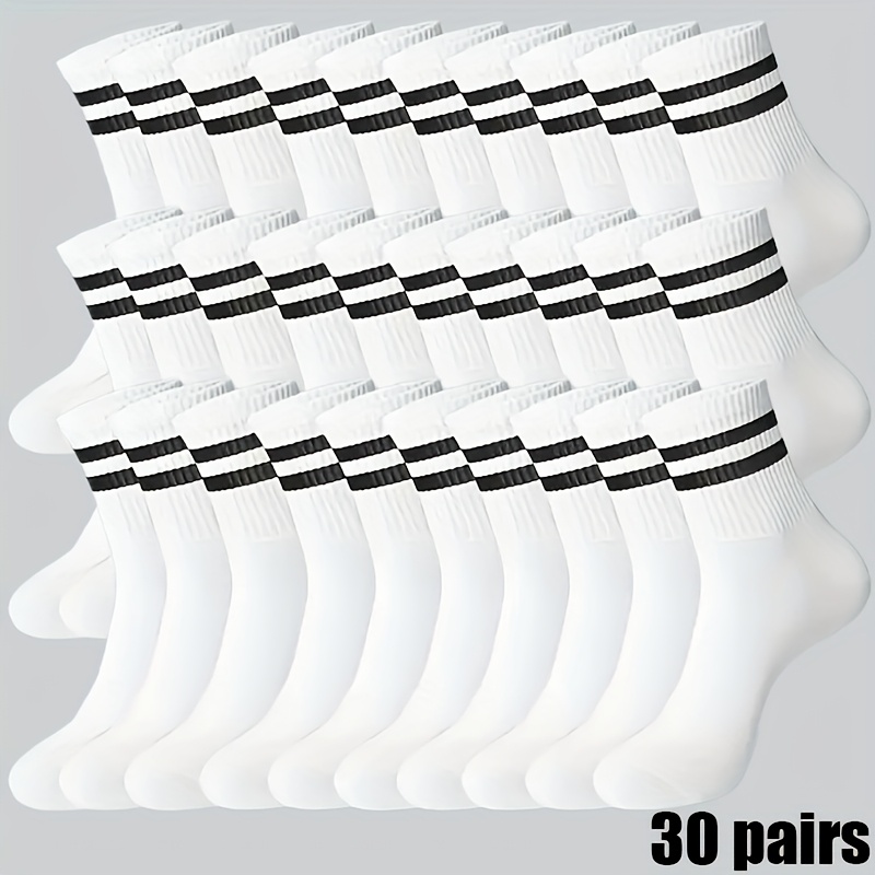 E-shop 30er-Pack Gestreifte Unisex Bequeme Freizeit-Socken für Draußen bis zur Wade