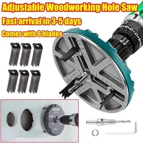 fast arrival adjustable woodworking free adjustable cutter 1 7 5 diameter drill bit for drilling wood plastic drywall thin metal metal construction precision woodworking tool with center drill installation wrench