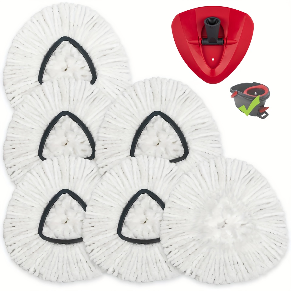 TEMU 6pcs Rotating Mop Replacement Heads Compatible With Oceda Easywring 1 , Reusable And Microfiber Mop Replacement Pack For Hardwood Floor Cleaning