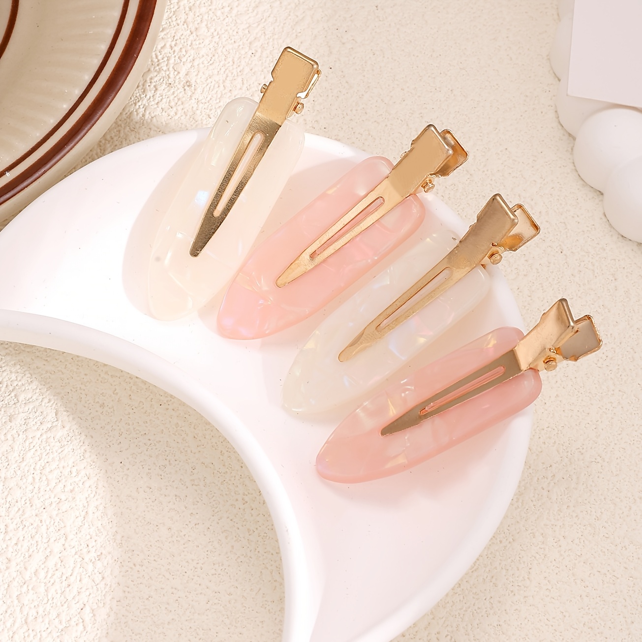 TEMU Juego de 4 pinzas para el pelo y sencillas para mujer, pinzas sin costuras para flequillo , nuevas pinzas para el pelo, pinzas de de y