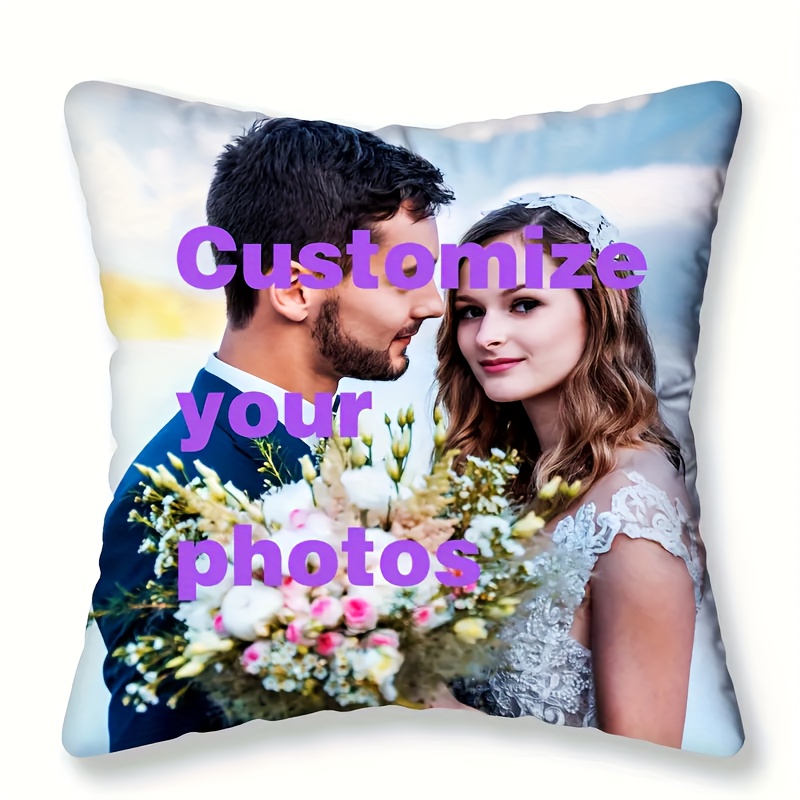 

1pc Super Soft Short Plush Single Sided Printed Throw Pillow With Custom Photo, With Custom Wedding Pictures, Gift For Lovers On Valentine's Day Wedding (cushion Is Not Included)