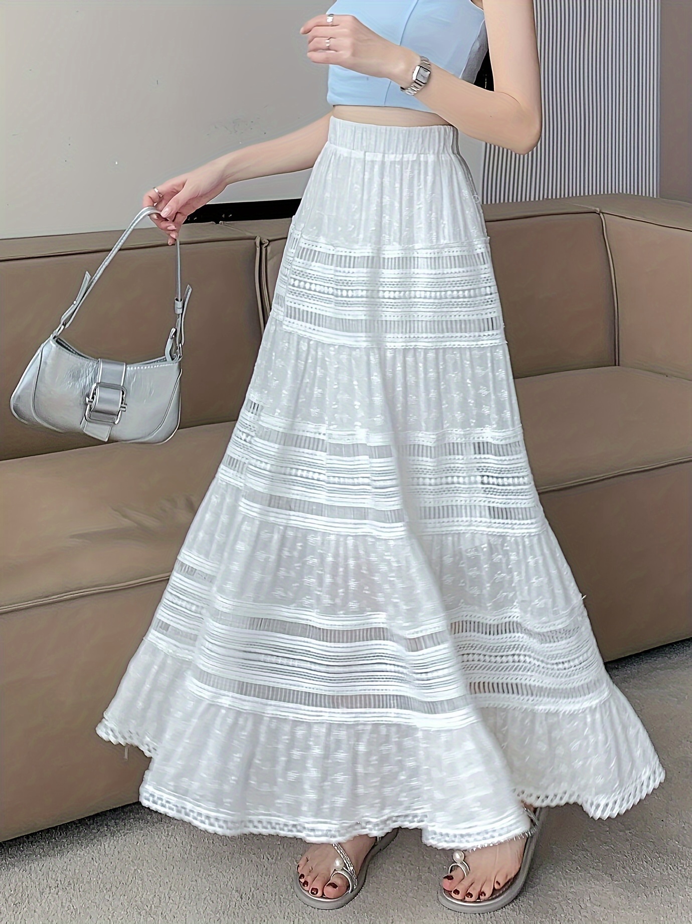 sachin and babi light blue dress Merlette Deauville White Sleeveless Lace Trim Embroidered Pima Cotton Maxi  Dress