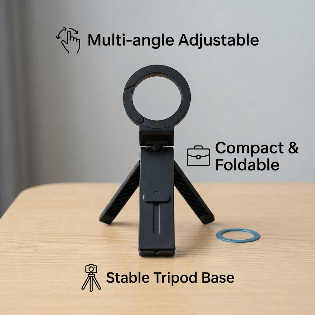 TEMU Soporte magnético multifuncional para teléfono, plegable, retráctil y con rotación de 360°, adecuado para escritorios de aviones y trenes de