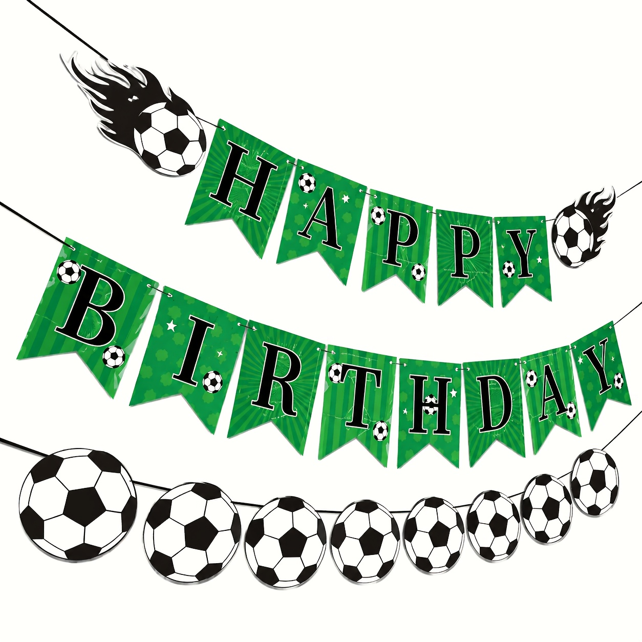 TEMU Happy Birthday Soccer Banner Decoration For Soccer Fans, Happy Birthday Style Queue Decor, Birthday Party And Soccer Match Atmosphere Decoration