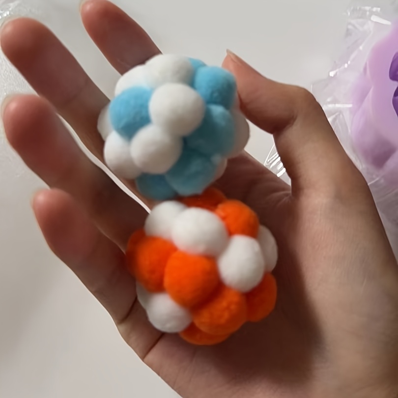 TEMU Random 3pcs Colors Cat Ball Toys Pet Elastic Bell Balls Self-entertainment Balls For Teasing Cats, Suitable For Indoor Cats And Kittens' Chewing