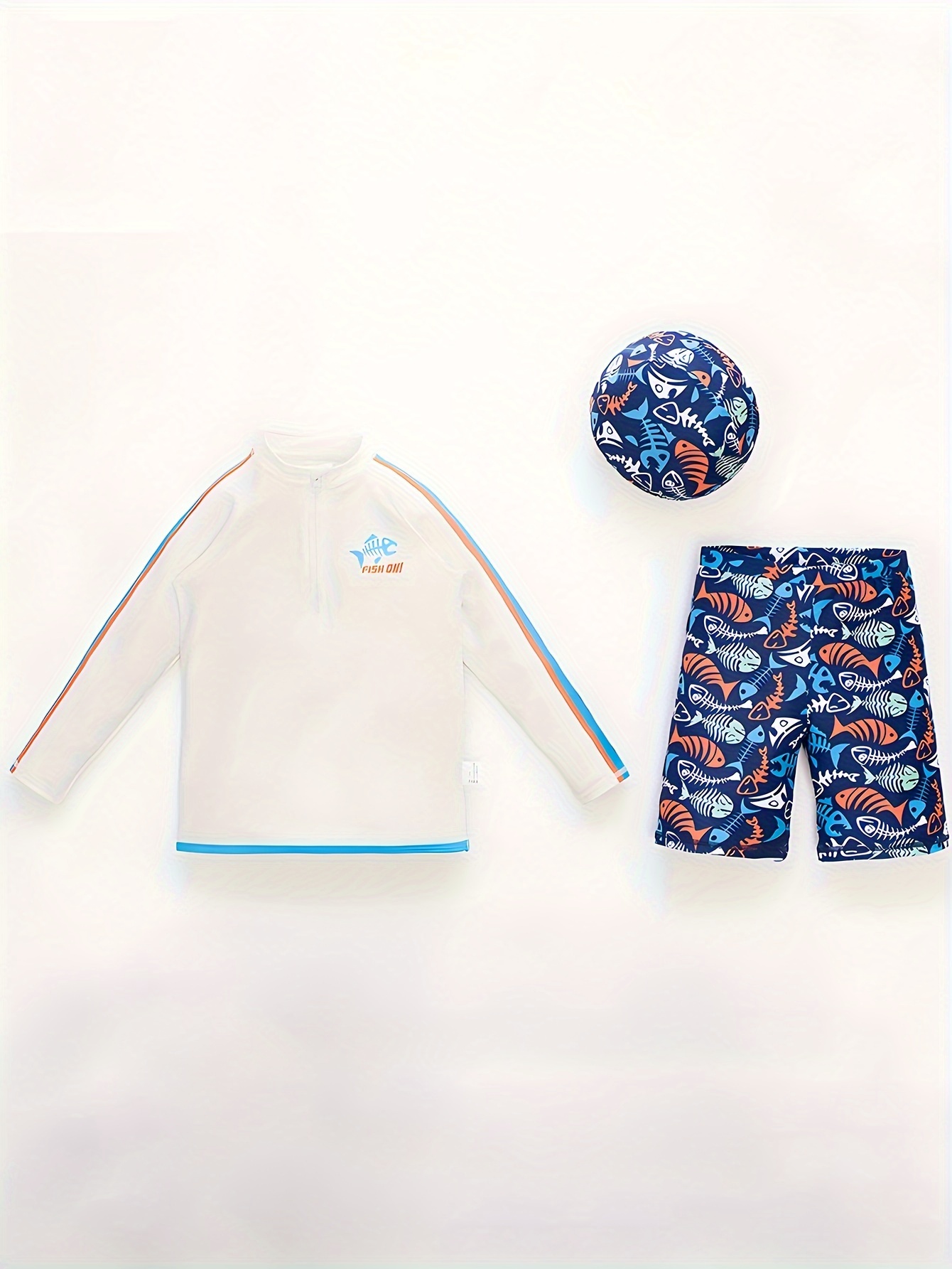 Geometric Pattern Swimsuit Boys Long Sleeve Top Swimming - Temu Canada