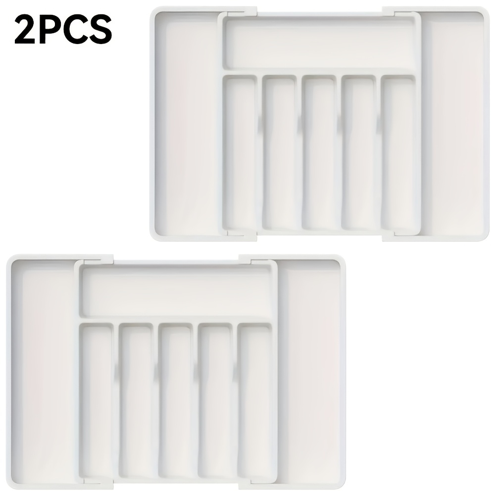 Image of Cutlery Tray For Drawers Extendable Up To 57 Cm - Plastic Cutlery Tray Adjustable - Cutlery Organizer Kitchen - Drawer Insert Kitchen - Cutlery Organizer, Desk & Drawer Organizer For Home Storage