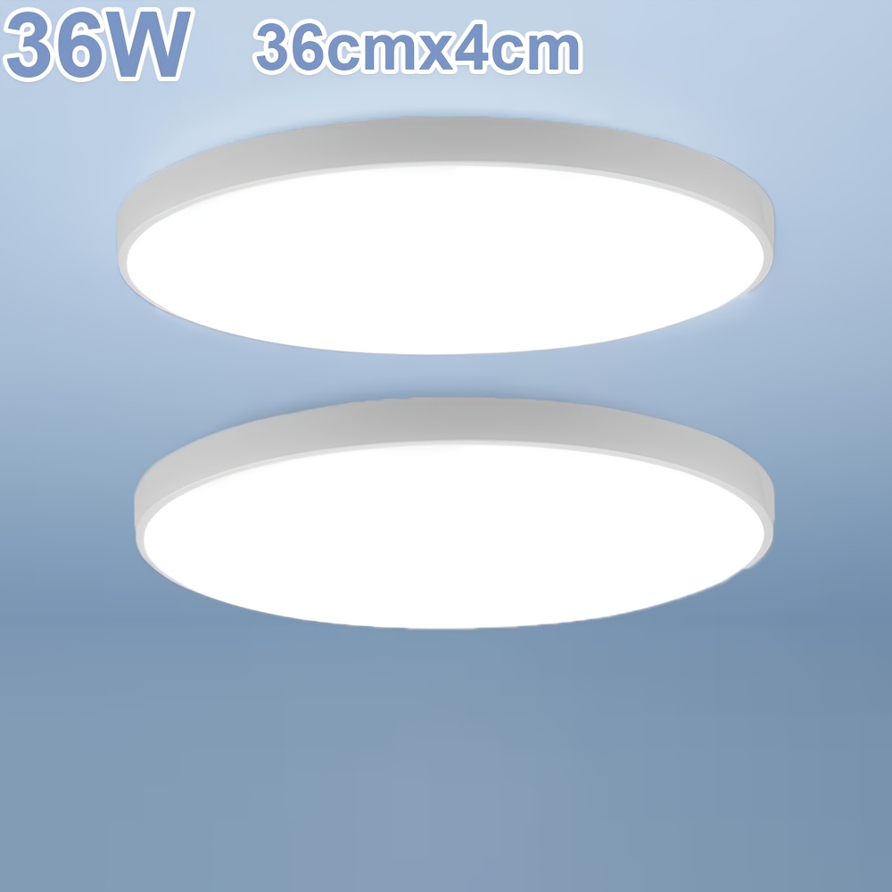 Image of 2-pack 36w Ultra-thin Led Ceiling Lights 6500k Cool White Round Ceiling Lamps For Bedroom Kitchen 36x4cm Non-dimmable