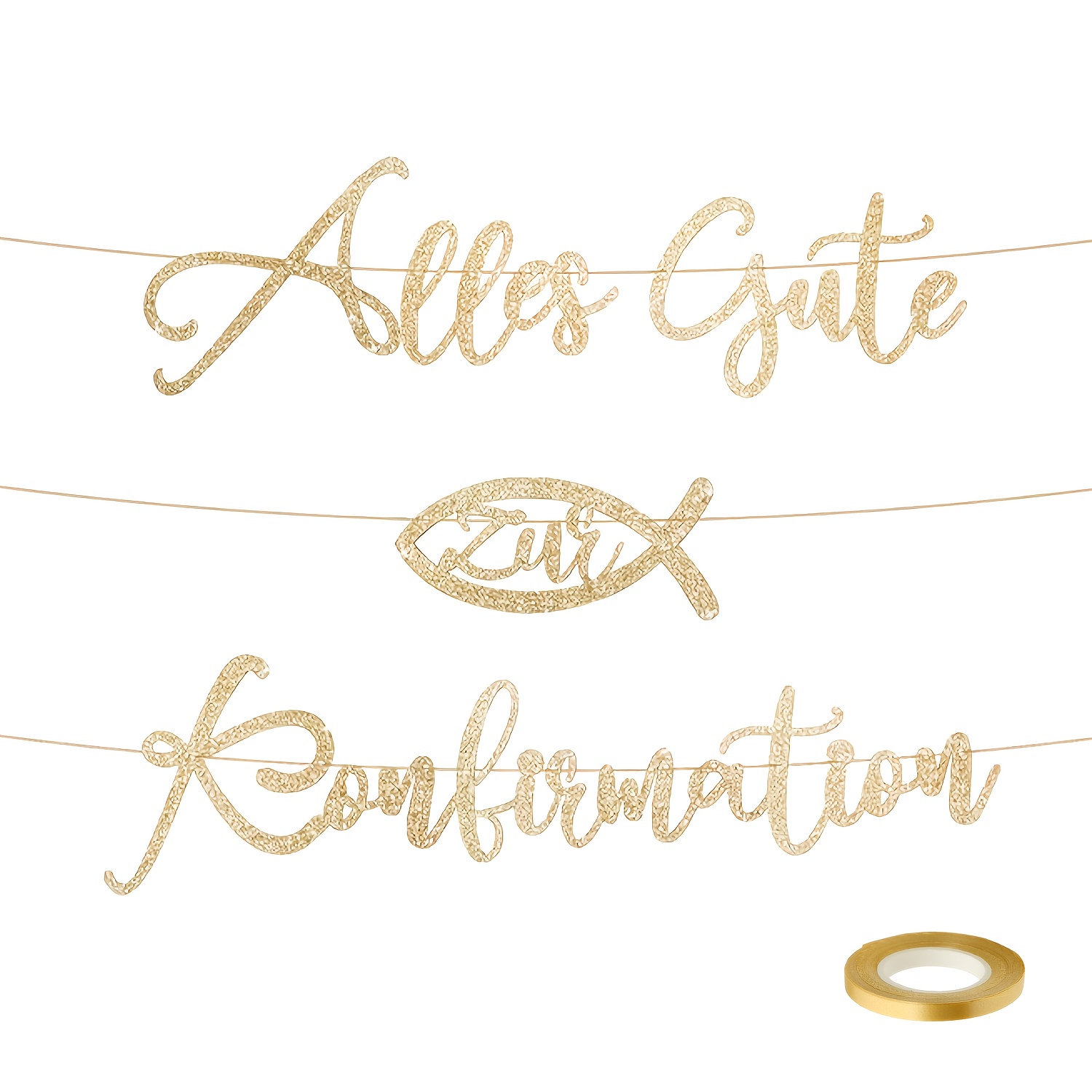Image of Banner - Holy Communion & Confirmation Wreath Decoration Suitable For Baptism, Church Party Decorations, Paper Hanging Banner With Holy Communion Party Decor