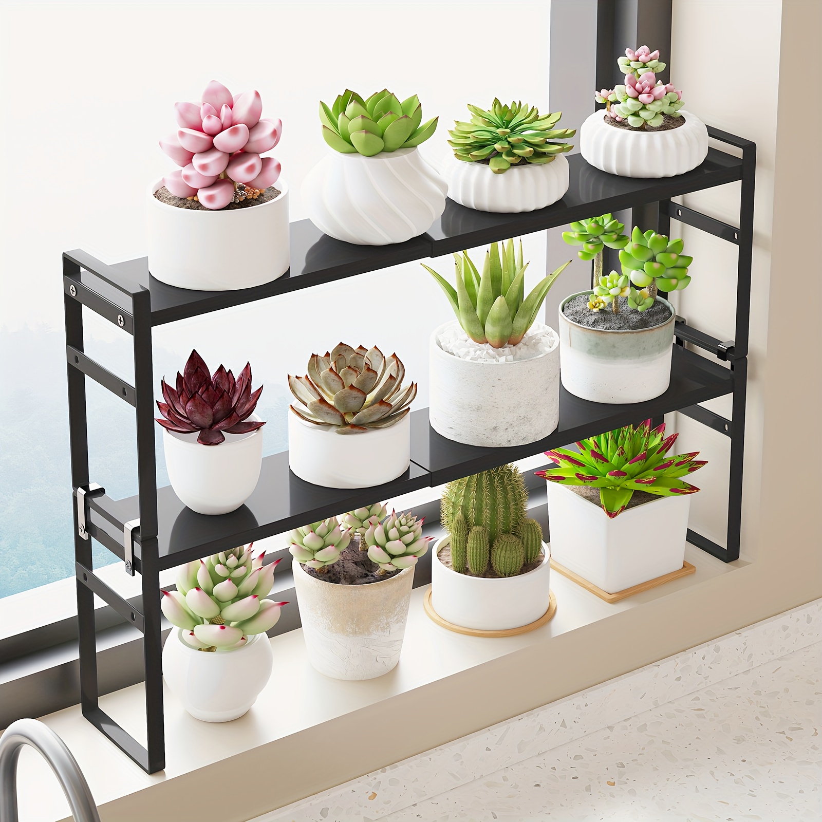 double layer stackable narrow window shelf succulent plant - Temu Japan
