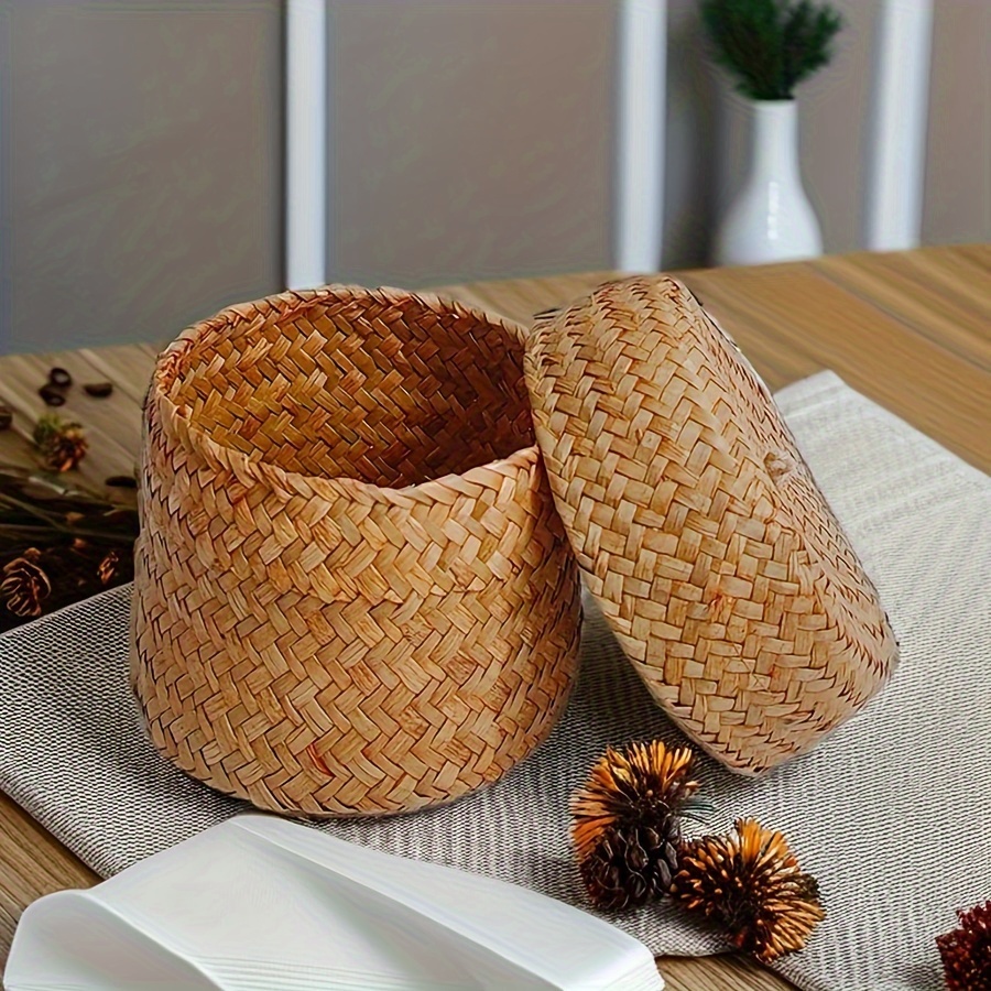 Holiday Gift Packaging Box Wedding Gift Box Grass Weaving Personalized Artistic Ornament Jewelry Storage Home Desktop Drawer Independent Storage Container Craft Organization