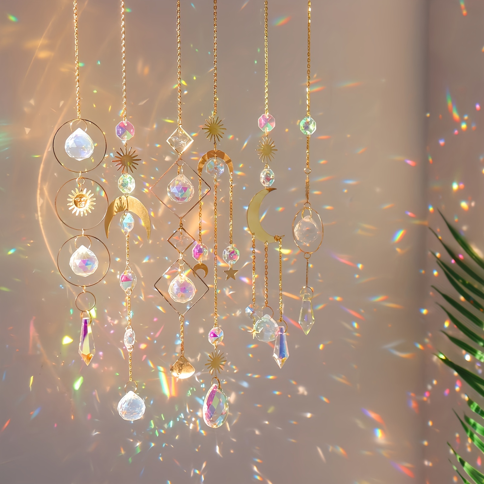 colorful crystal suncatchers glass metal pendants windows - Temu Canada