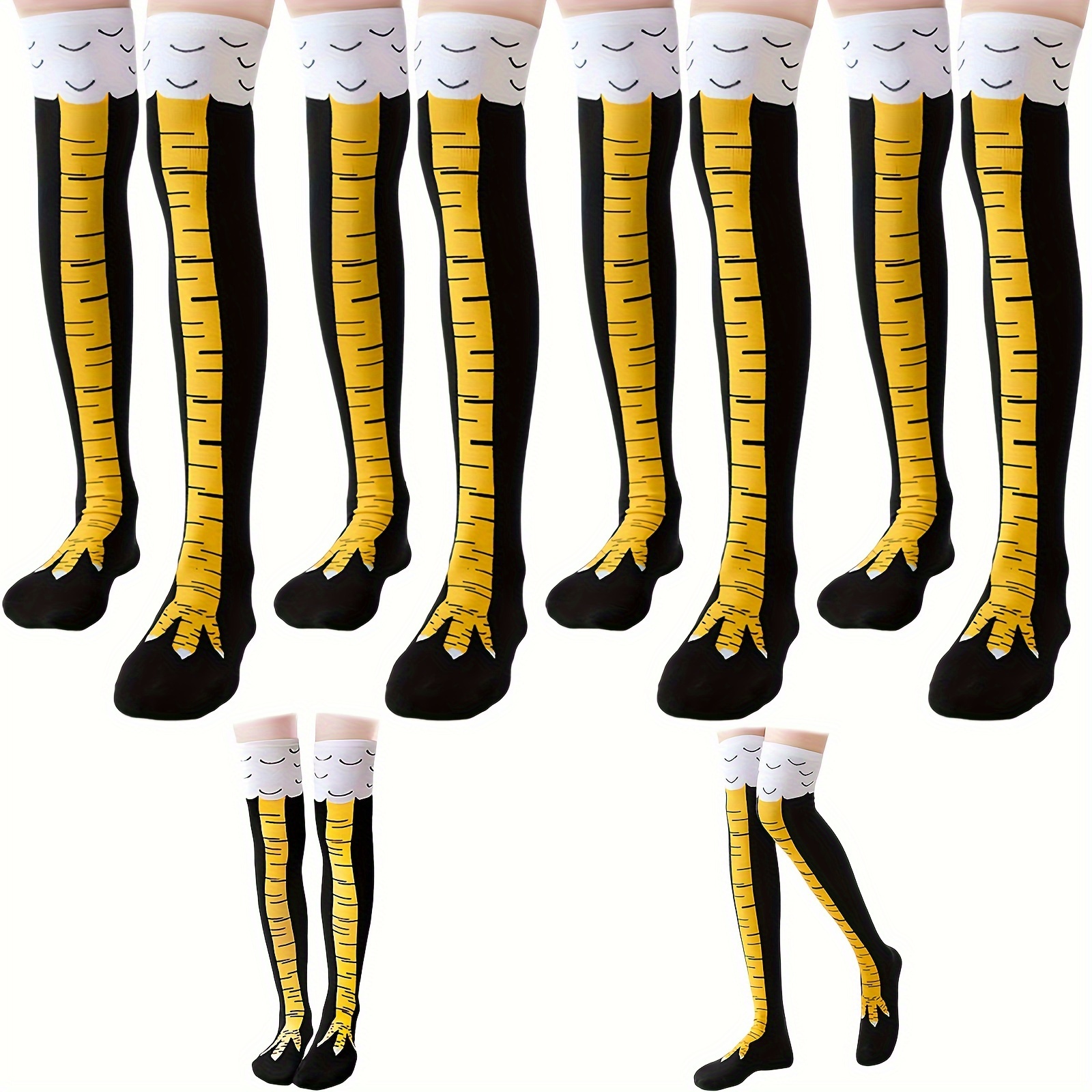 

4 Pairs Over The Knee Socks, 25.6 Inch Chicken Leg Socks, Crazy Funny Chicken Legs Socks For Gifts