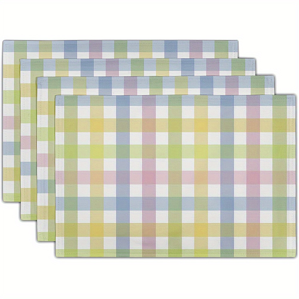 

4pcs Set Spring Easter Placemats - Linen, Non-slip, Heat Resistant, Washable Table Mats For Dining & Kitchen Decor, 12x18 Inches