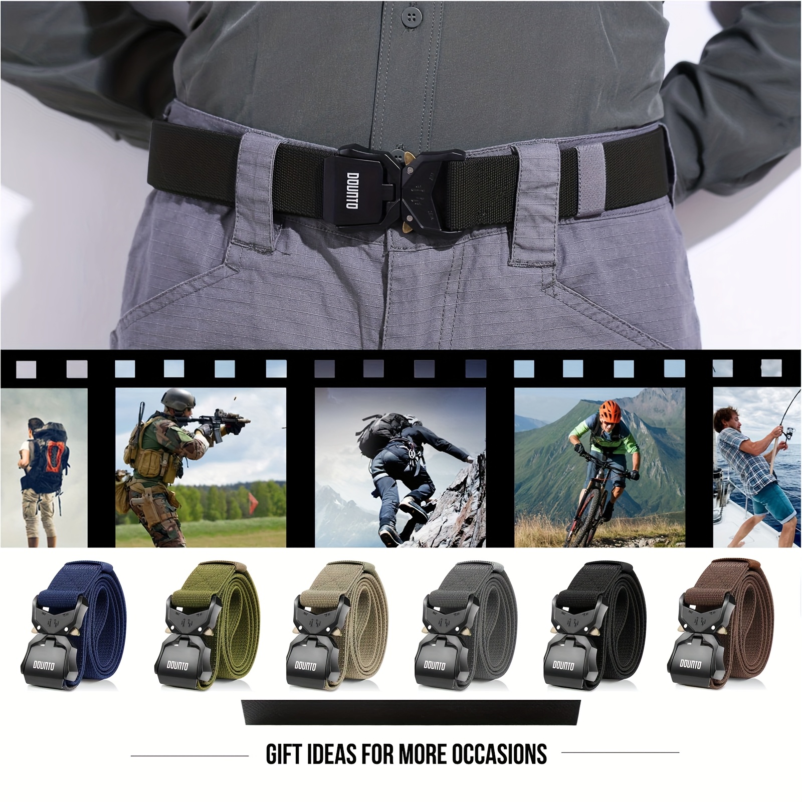 DUNTO Tactical Quick Release Belt for Men Durable Stretch Nylon Secure Buckle