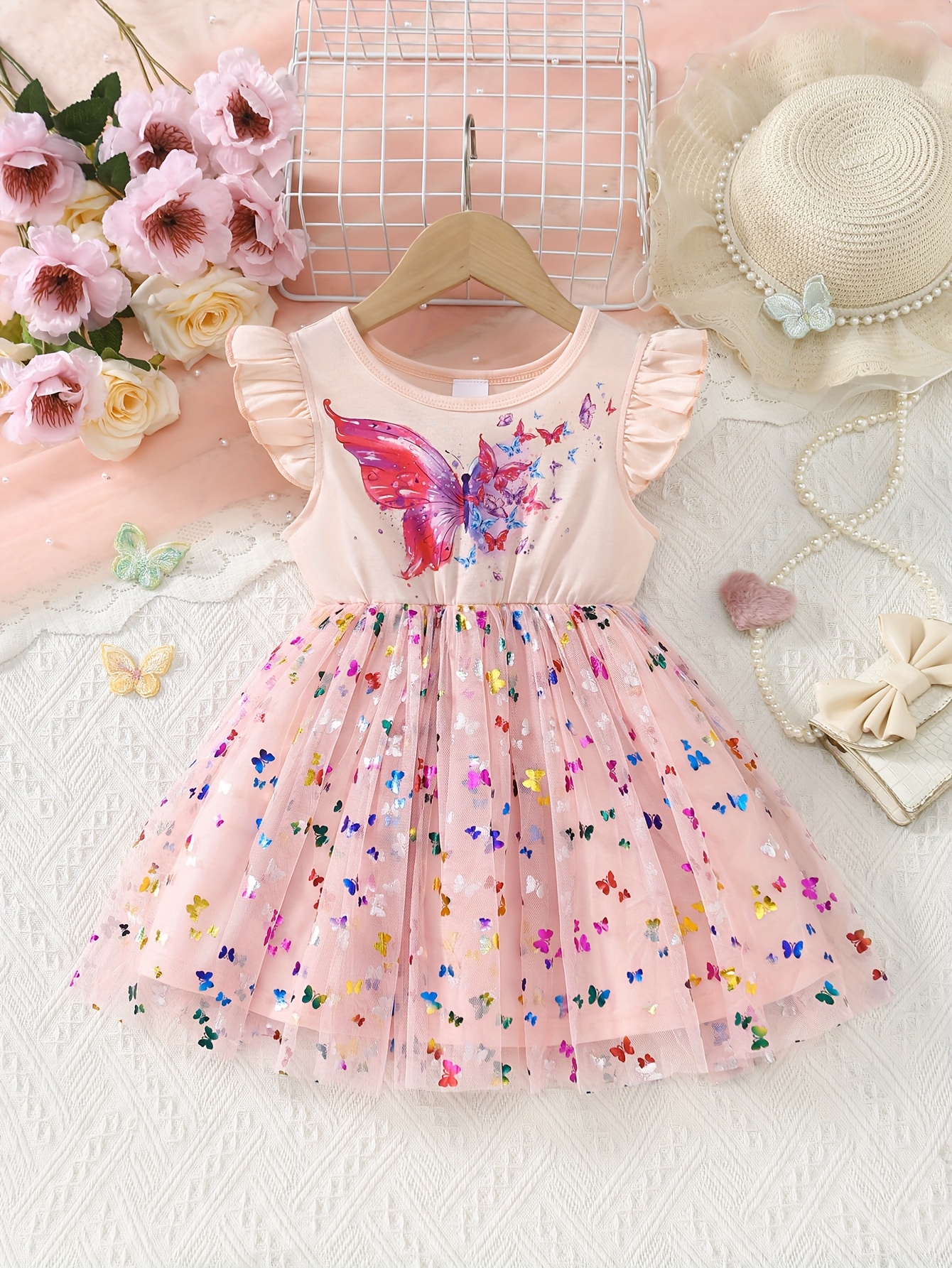 meisjes zomerjurk met vlindermotief mouwen en Temu Netherlands