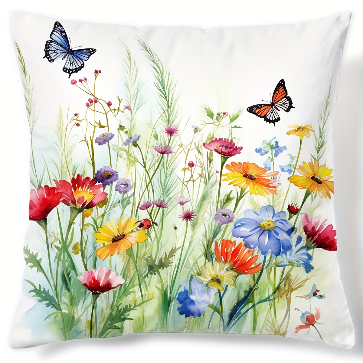 

1pc, Digital Printed Pillowcase With Floral And Butterfly Pattern