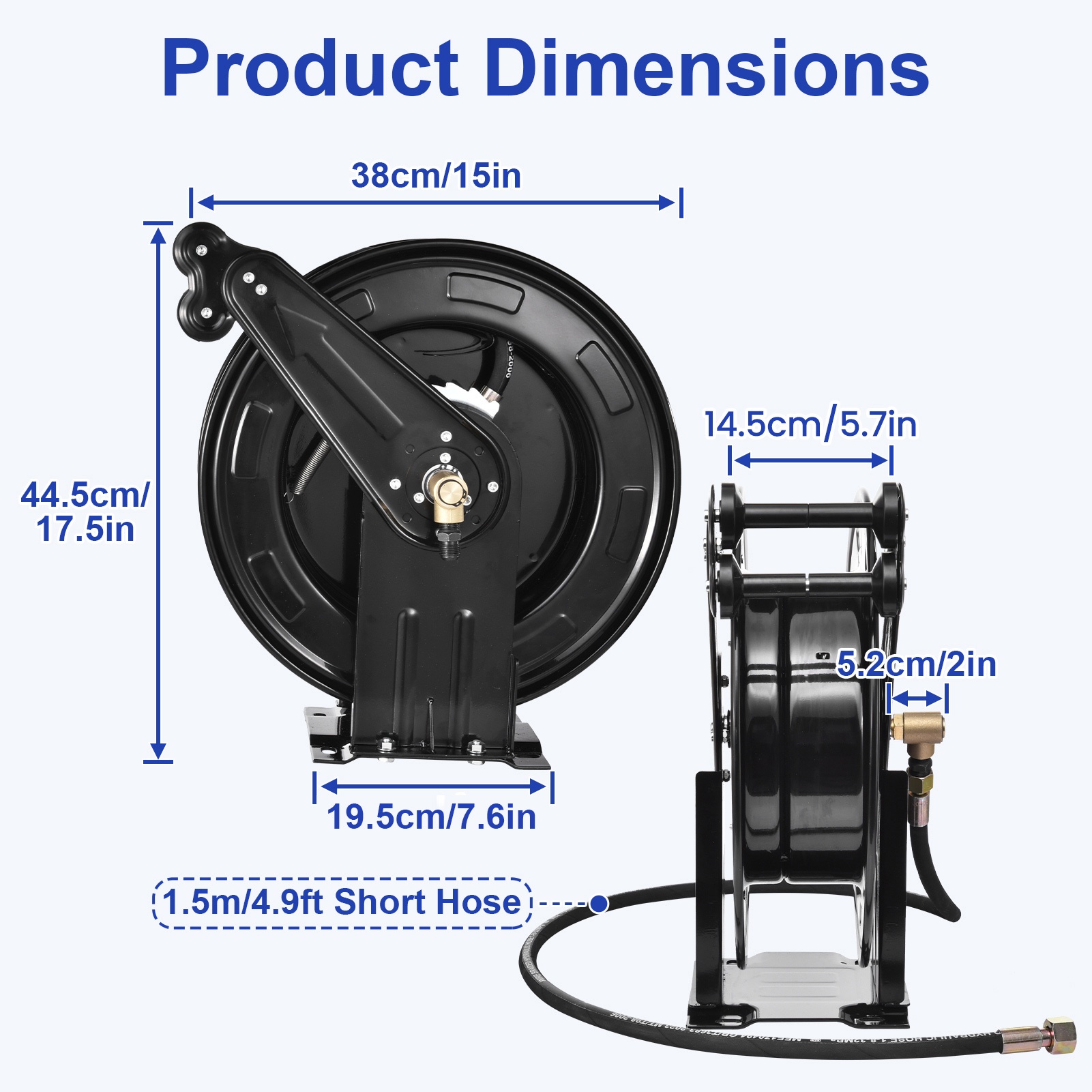 Image of High Pressure Washer Hose Reel 4000 Psi, Auto Retractable Power Washer Hose Reel With 1.5ft Lead In Hose, Wall, Ceiling, Floor Mount For Garden Watering, Car Washing, Yard Cleaning, Pet Cleaning