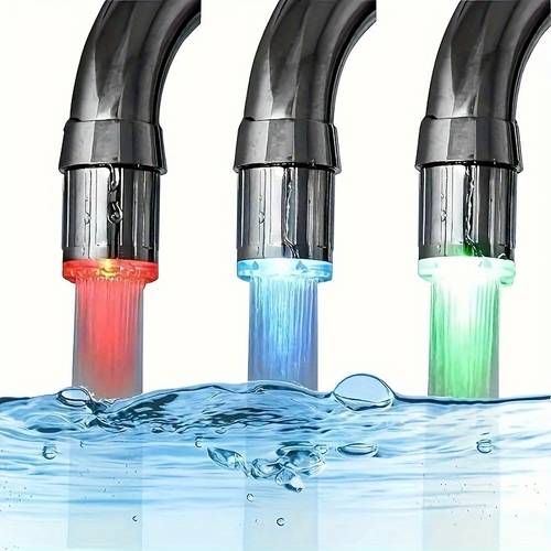 3-color led grifo con detector térmico de - detector térmico de para cocina y baño, indicador / /verde, material plástico, , no requiere cableado, mejora del baño | de elegante | encaje de tornillo estándar, fijaciones de lavandería y públicos