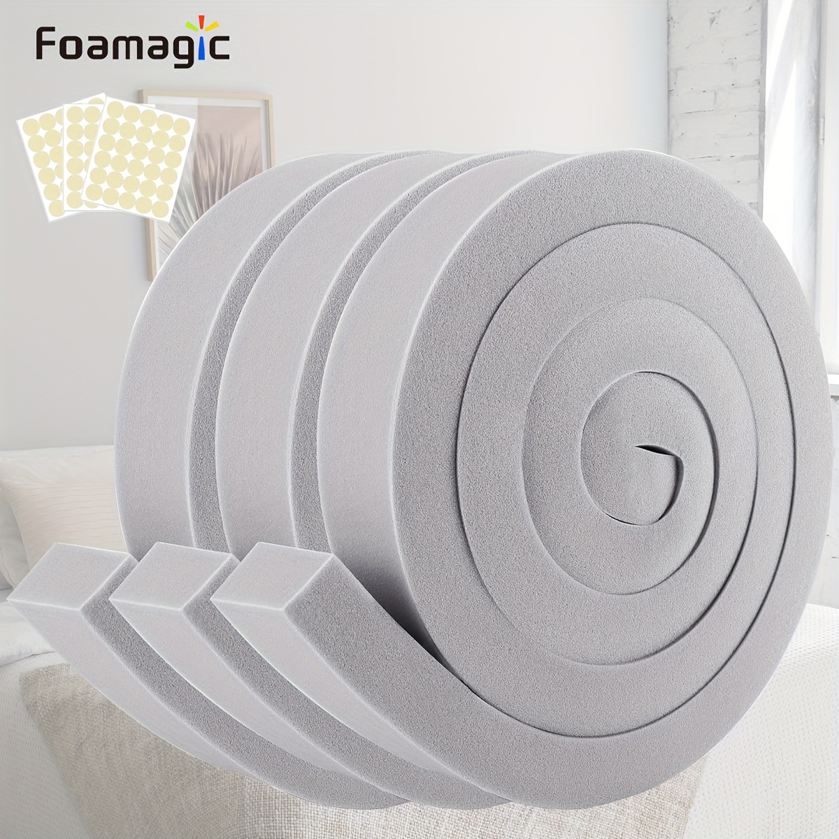 

Foamagic 3-pack Polyurethane Weatherproofing Tape - 2"x1"x6.5ft Foam Sealing Strips For Air Conditioner, Door & Window Sealing , Grey