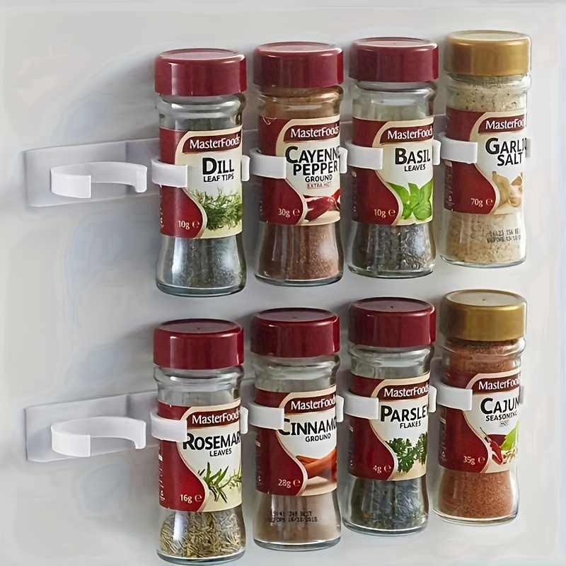 

20pcs Wall Mount Spice Rack Organizer, Ps Material Strong Adhesive Kitchen And Bathroom Storage Holder For Spice Jars And More