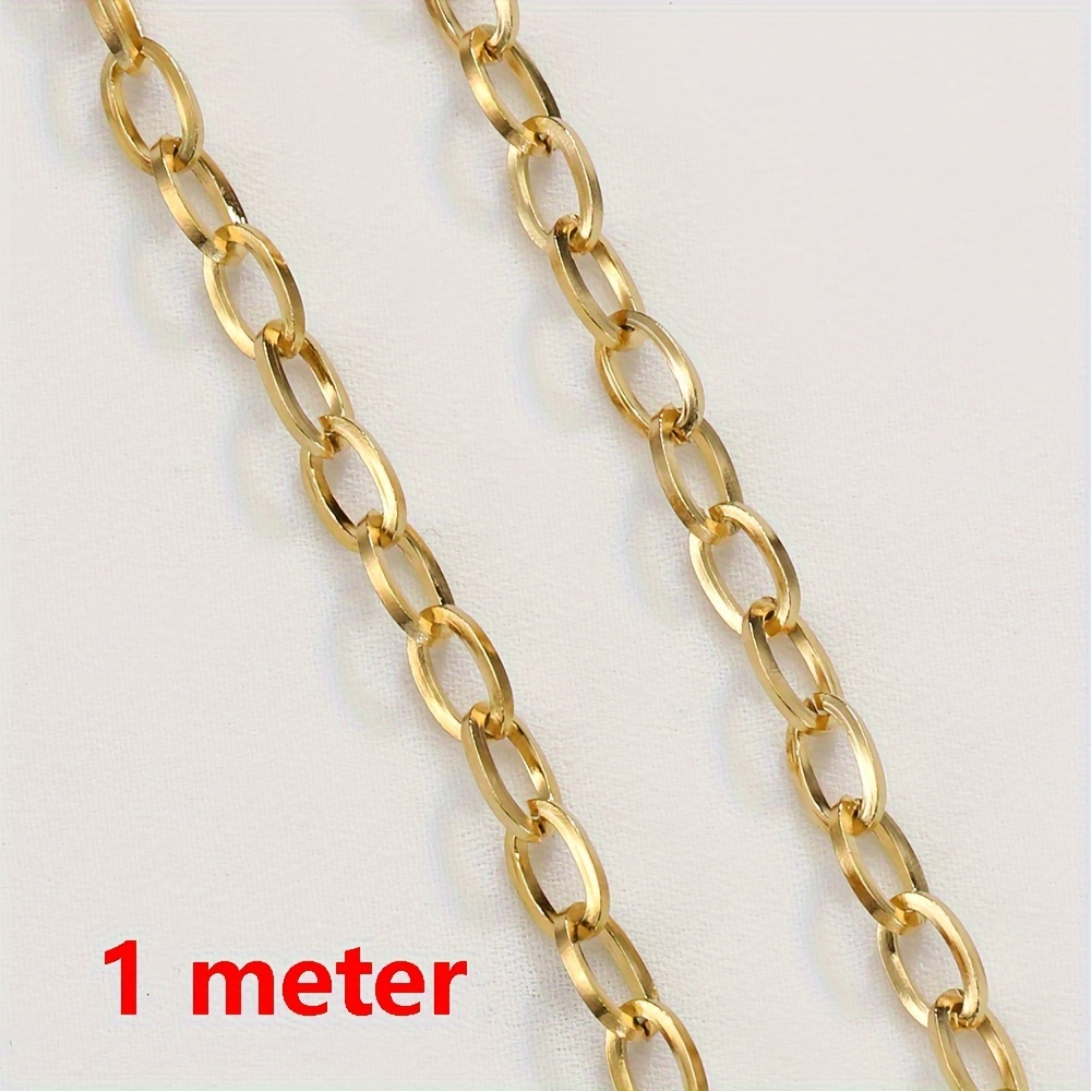 1 Meter Stainless Steel Chain 0.4cm Thicken Ring Oval Curb Cuban Links Chains For Necklace Jewelry Making Findings Supplies