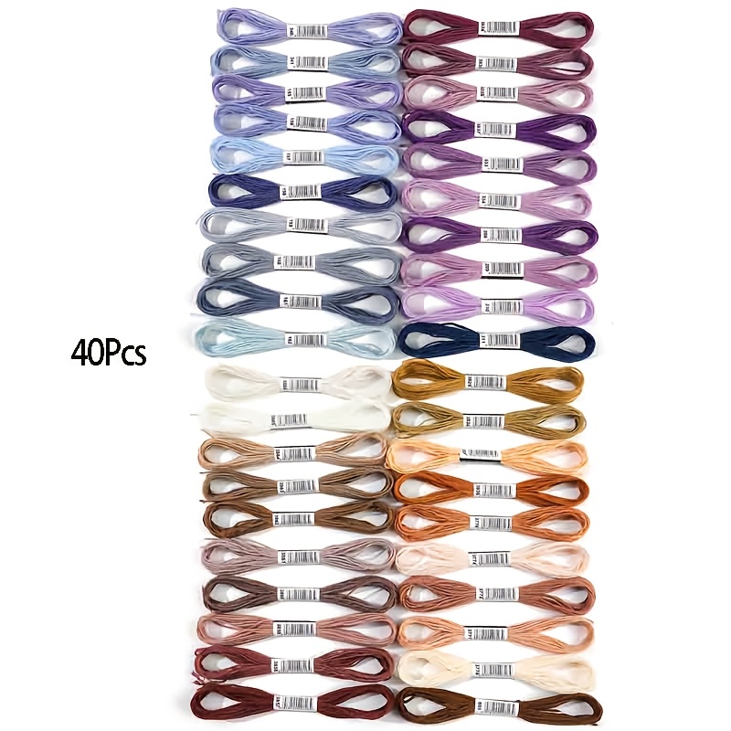 TEMU 40 Skeins Mixed Color Embroidery Floss Set, 40pcs Cross Stitch Threads, Variegated Embroidery String 6 Strands Colorful Friendship Needlepoint