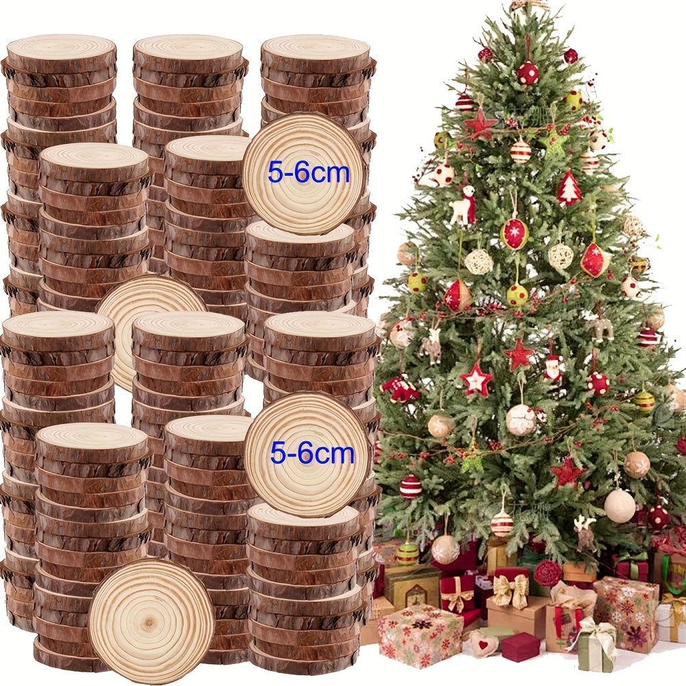 Image of 180pcs Natural Wood Slices - Round Log Discs 5-6cm Thick (0.5cm), Unfinished Wooden Blanks For Diy Crafts, Ornament Making (compatible With Nesting Dolls, Kawaii Anime Decor)