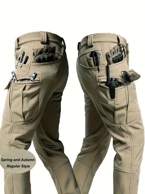 mens spring autumn casual multi pocket stretch outdoor trousers