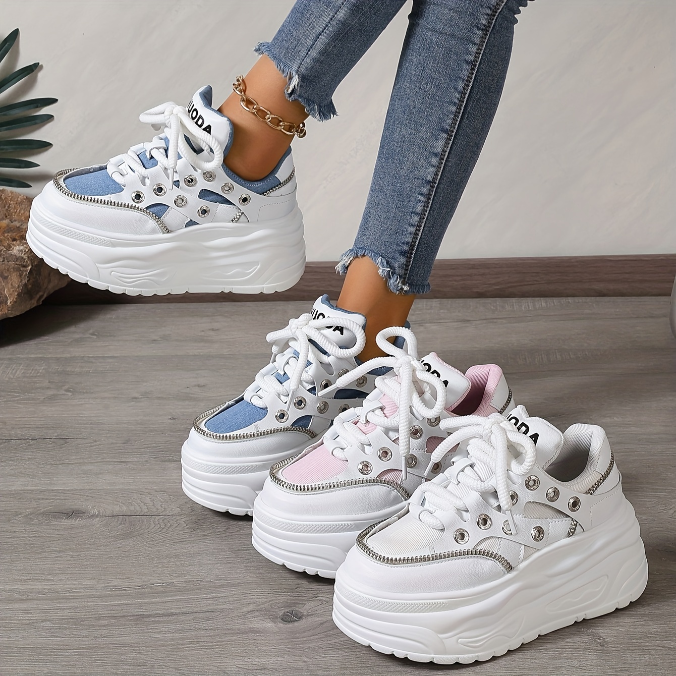 Jeans Zapatillas Con Plataforma Outfits Women's Chunky Platform