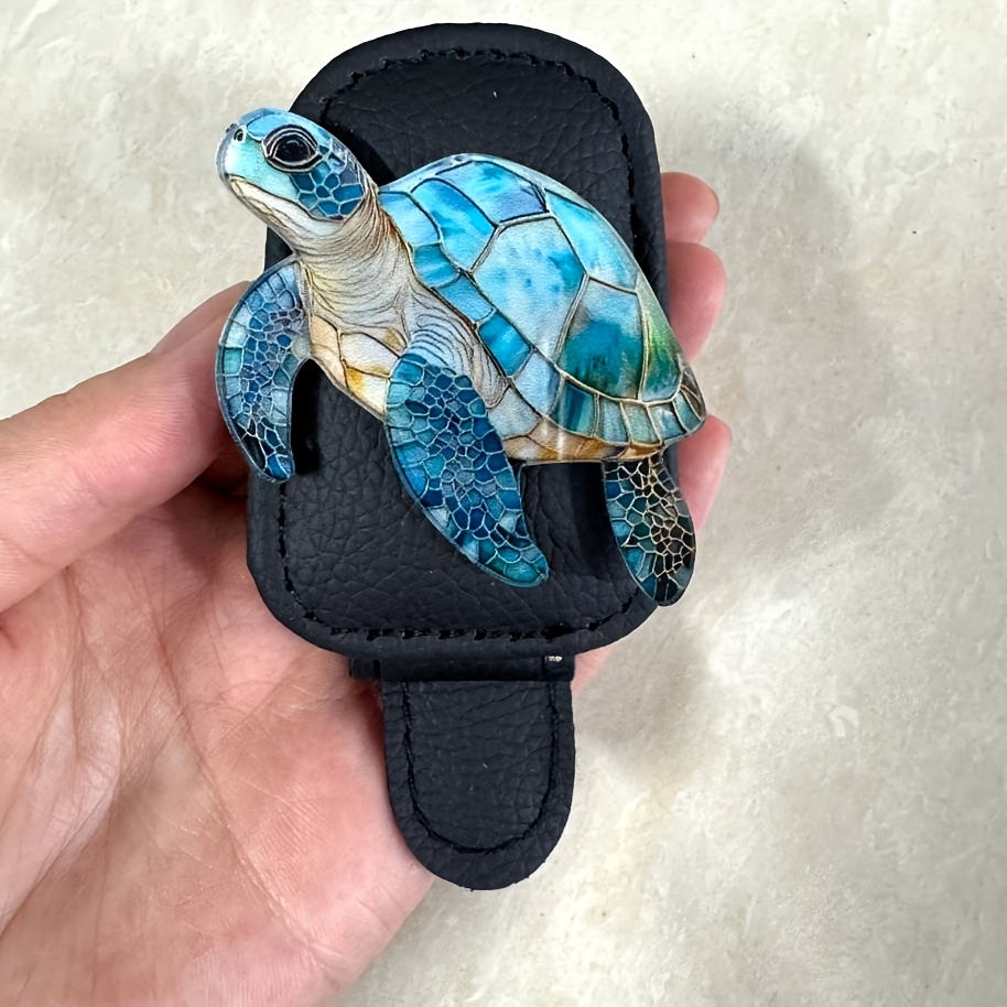 TEMU 1pc Cute Turtle Pattern Glasses Holder, Car Magnetic Glasses Clip, With Magnetic Base, Anti-slip Grip, Car Interior Decoration, Holiday Gift,