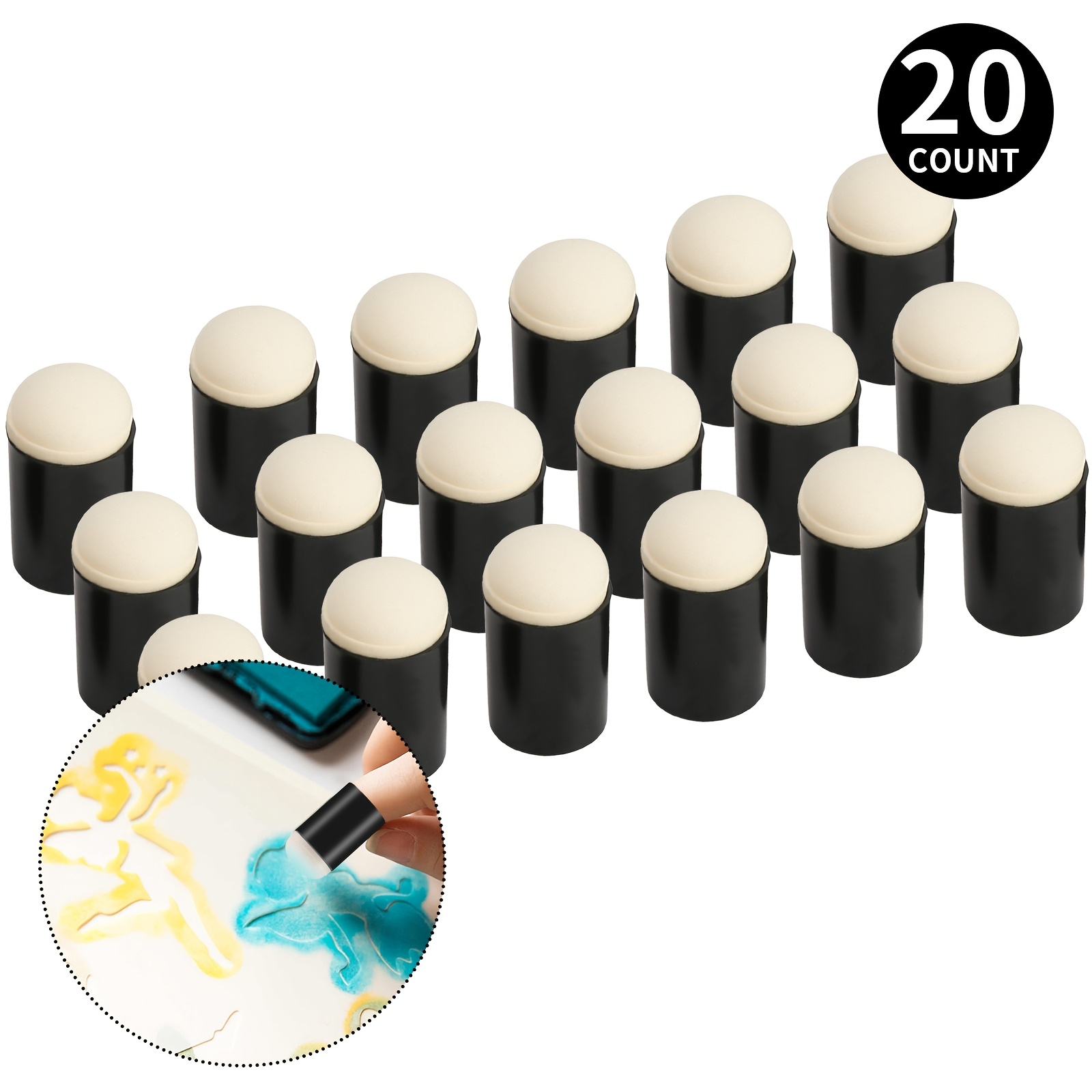 Image of 20 Pieces Sponges Daubers - Finger Sponge Daubers With Soft Sponge Head - Perfect For Painting, Drawing, Stenciling And Card Making, Artistic Tools