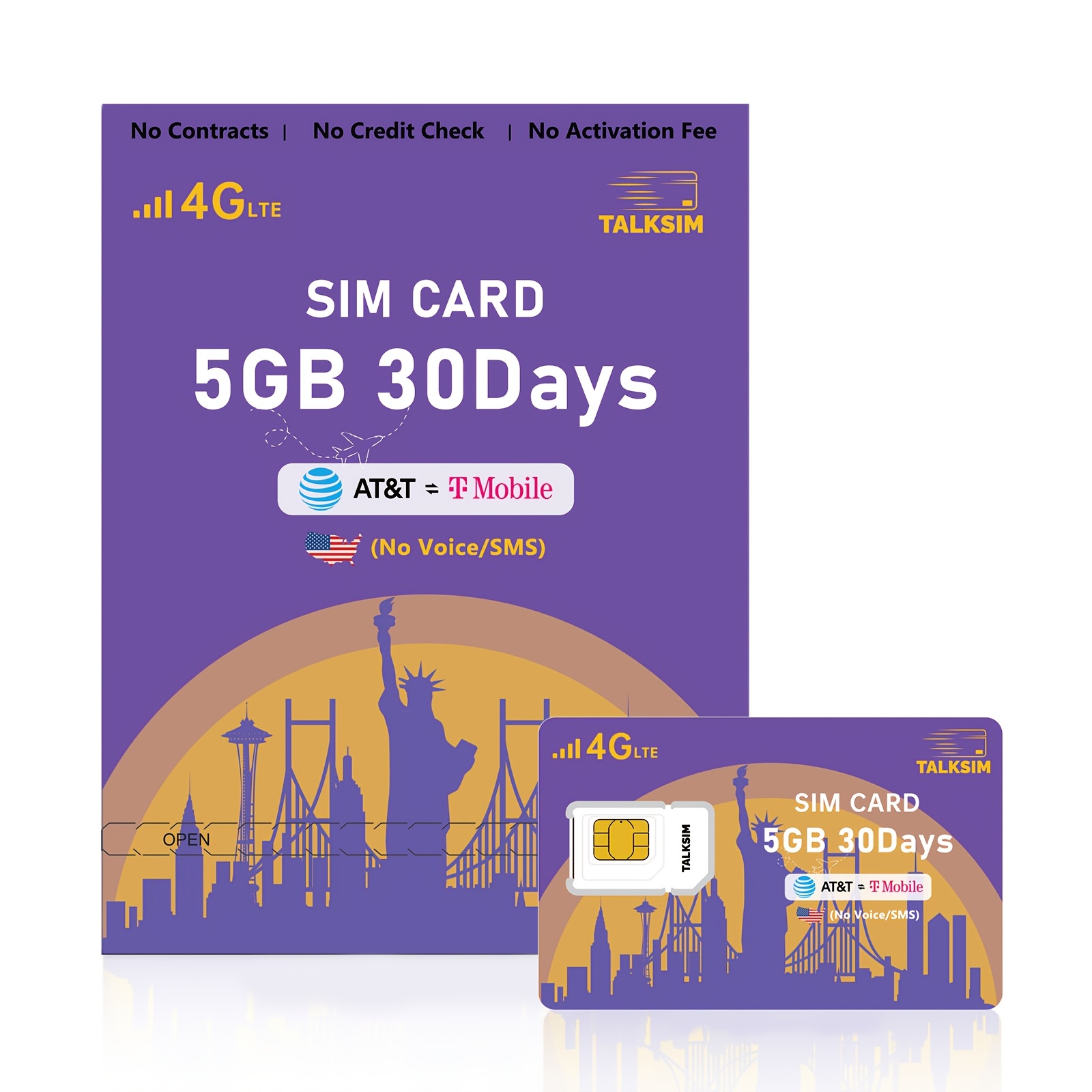 

Talksim Usa Sim Cards, Data Only, Support Usa Coverage Network, 4g Lte Cellular For Security, Solar, And Hunting Cameras, Router Unlocked Iot Device, No , Number, 3-in-1 (double Network 5gb 30days).