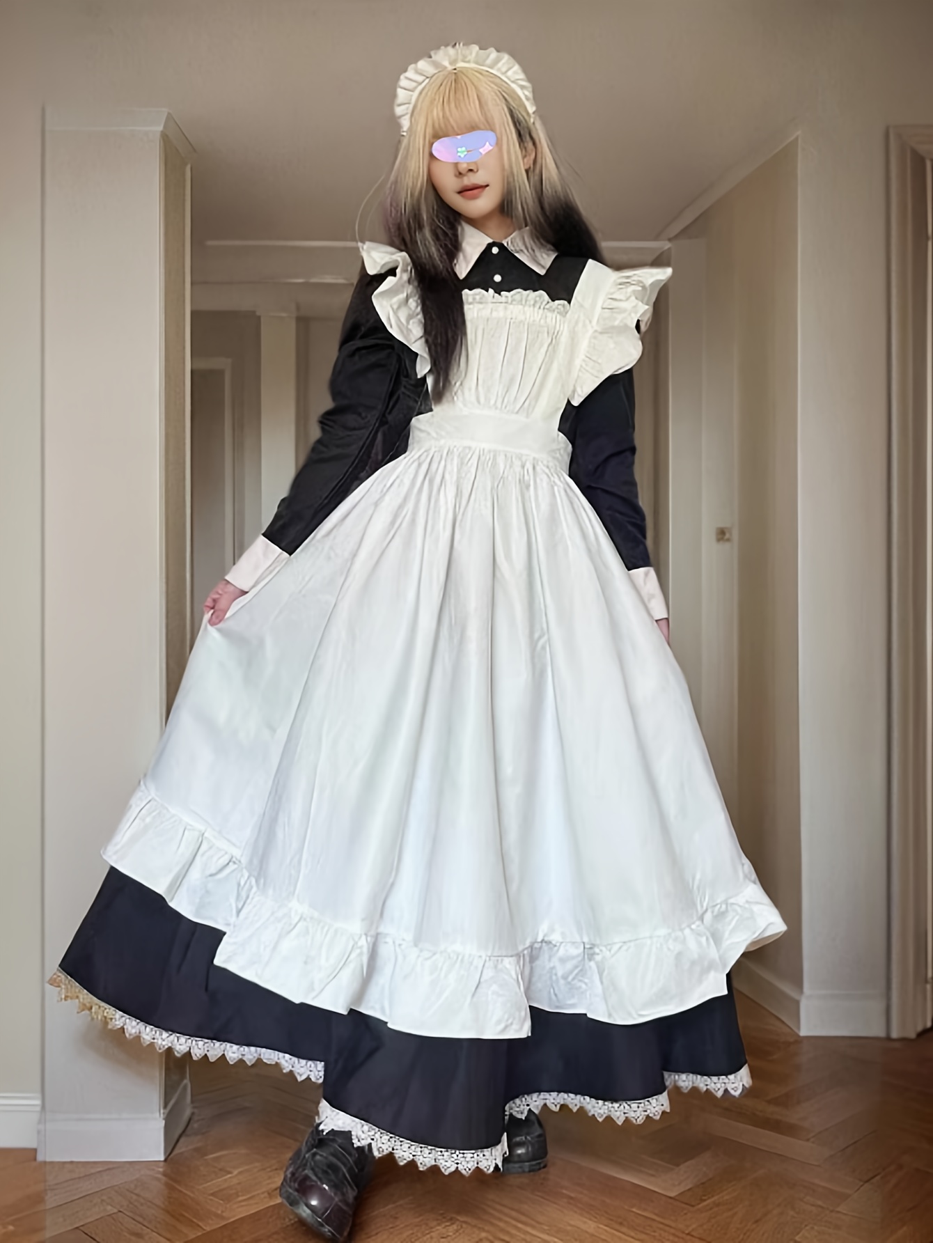 Japanese Maid Costume Dress for Women Cute Anime/* Maid Outfit with  Collar, White Apron Japanese Attire for Cosplay, Themed Parties,  Role-Play
