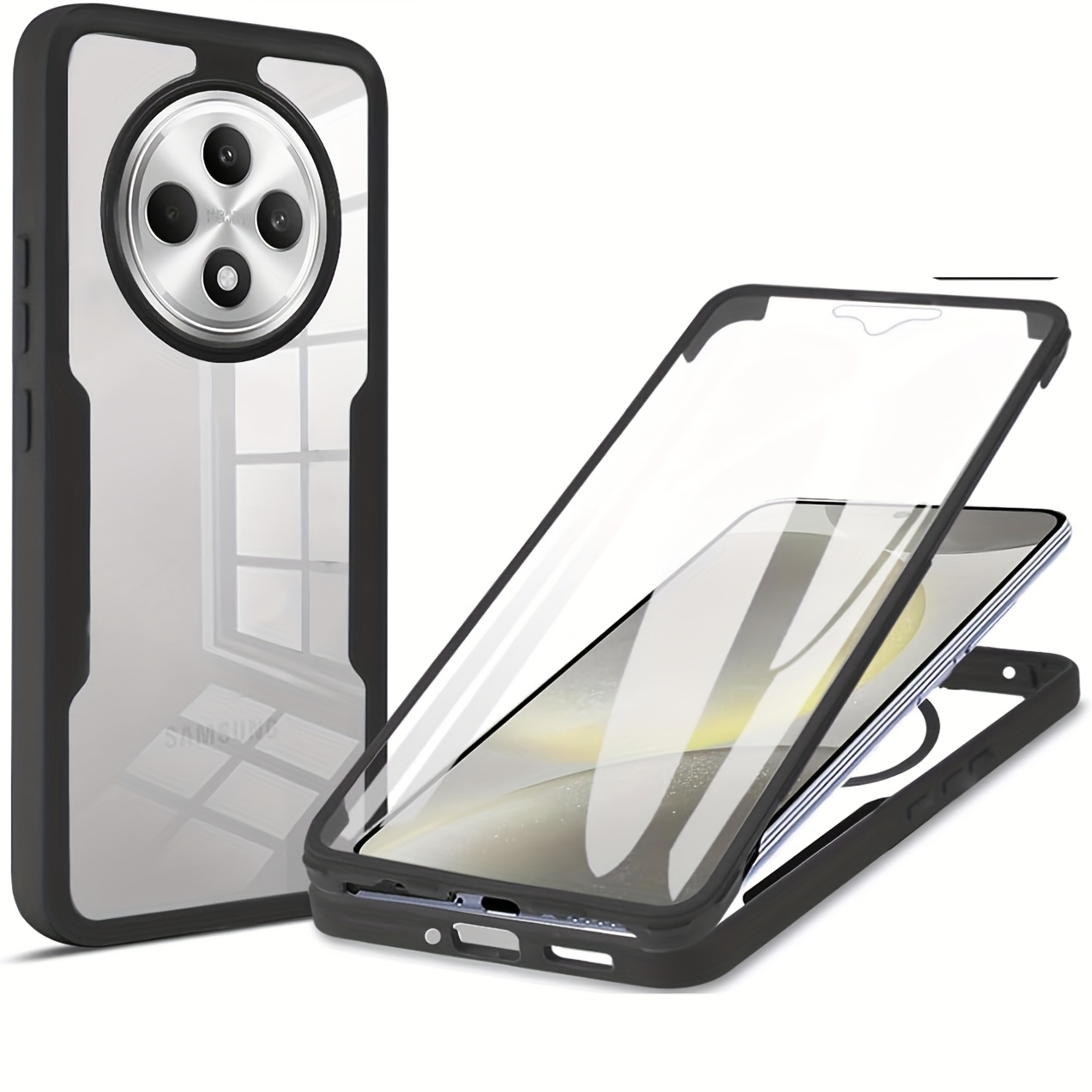 TEMU Phone Case: Suitable For Oppo Reno12 F (4g/5g) Phone Case, With Screen Protector, 360° Full-body Protection, Shockproof Transparent Ultra-thin