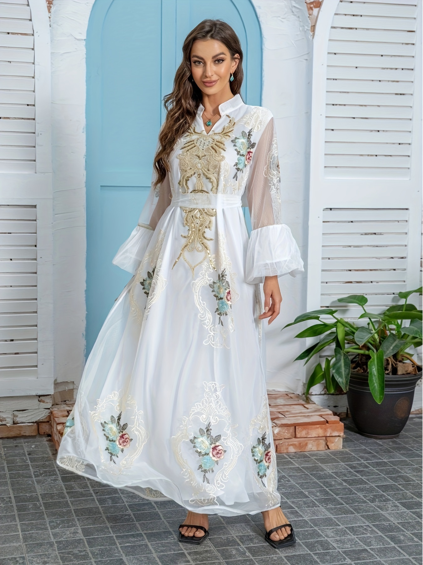 chinese dress ladies Women White Embroidery Lace Dresses for Sleeve Midi Party Holiday Dress  Elegant White S at Amazon Women's Clothing store