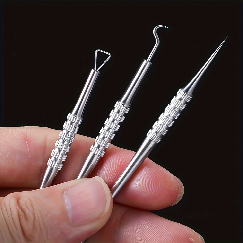 3pcs   stainless steel blackhead and   removal needles, pimple popper tool   salons, unscented, suitable for combination skin 0