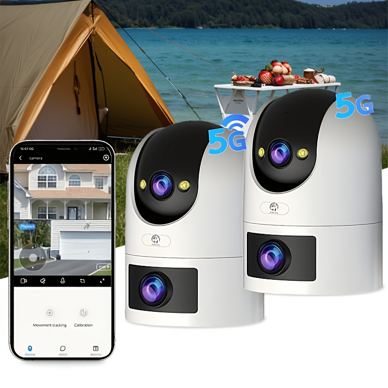 Image of Jooan 5g Wireless Wifi Dual Lens Security Camera, 2k Uhd 360 Degree Rotation, Night Vision, Intercom, Ipx6, Multi Person Remote App Viewing, Sd Card/cloud Storage, , Camera, Holiday Gifts