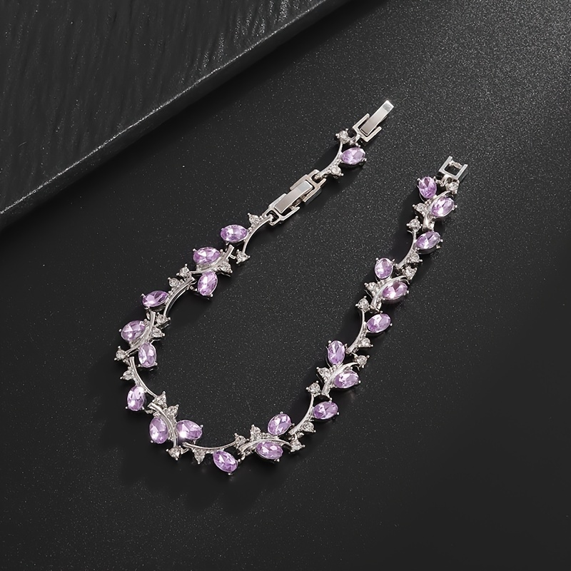 Image of 1pc Purple Flower Branch Bracelet, Exquisite And Sweet Everyday Bracelet Accessory Gift For Women