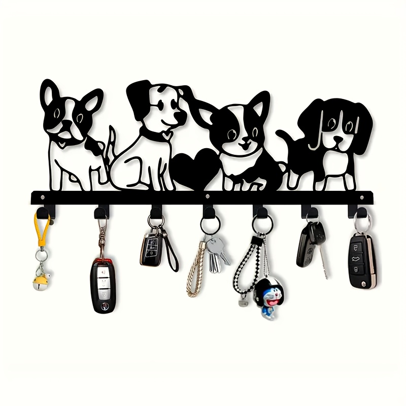 

1pc Dog-themed Metal Wall Hook - Decorative Key Holder For Dog Lovers, Ideal For Towels, Coats, Hats - , No Power Needed, Iron Material, Square Shape, Wall Mounted Shelf