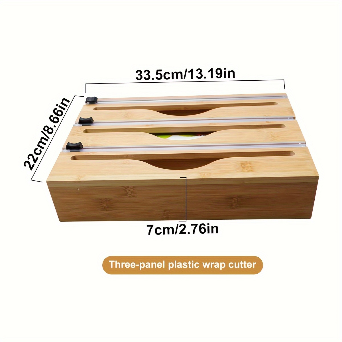 1pc Cling Film Organizer, Kitchen Organization, Bamboo Foil And With Sliding, Kitchen Organizer And Storage, Kitchen Accessories(cling Film Not Sold)