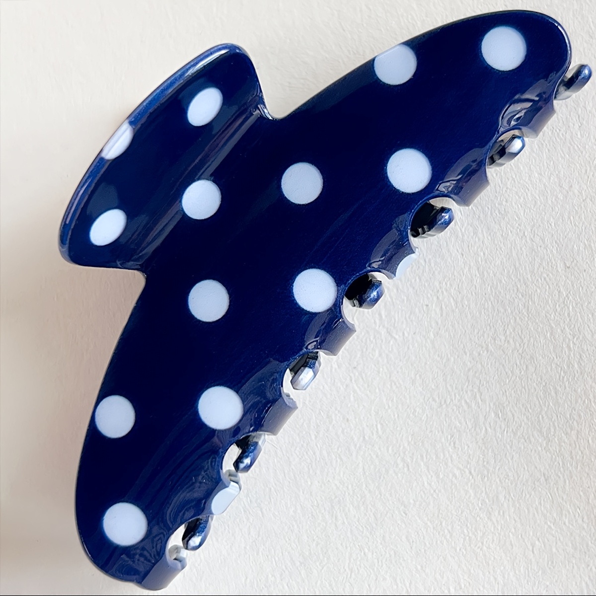 TEMU 1pc Large Retro Navy, Burgundy, Olive Green Polka Dot Claw Clip, Vintage Polka Dot Hair Clip, Large High-grip Women's Thick Hair Clip, Hair