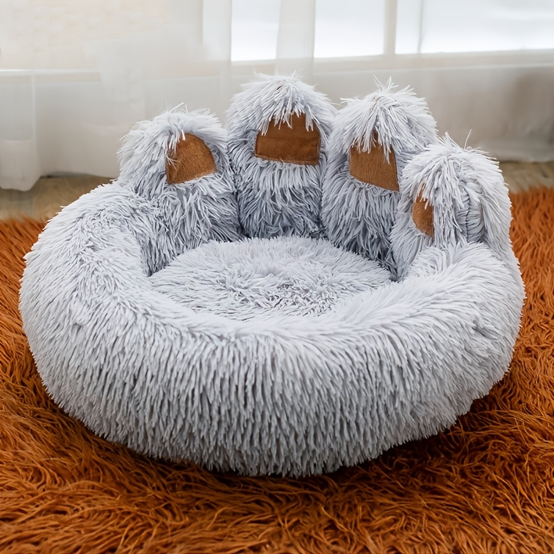 TEMU Plush Claw-shaped Pet Bed, Suitable For Small To Extra Large Dogs And Cats - Soft, Comfortable, Non-slip Bottom, Round Sofa Design, , Cozy Pet