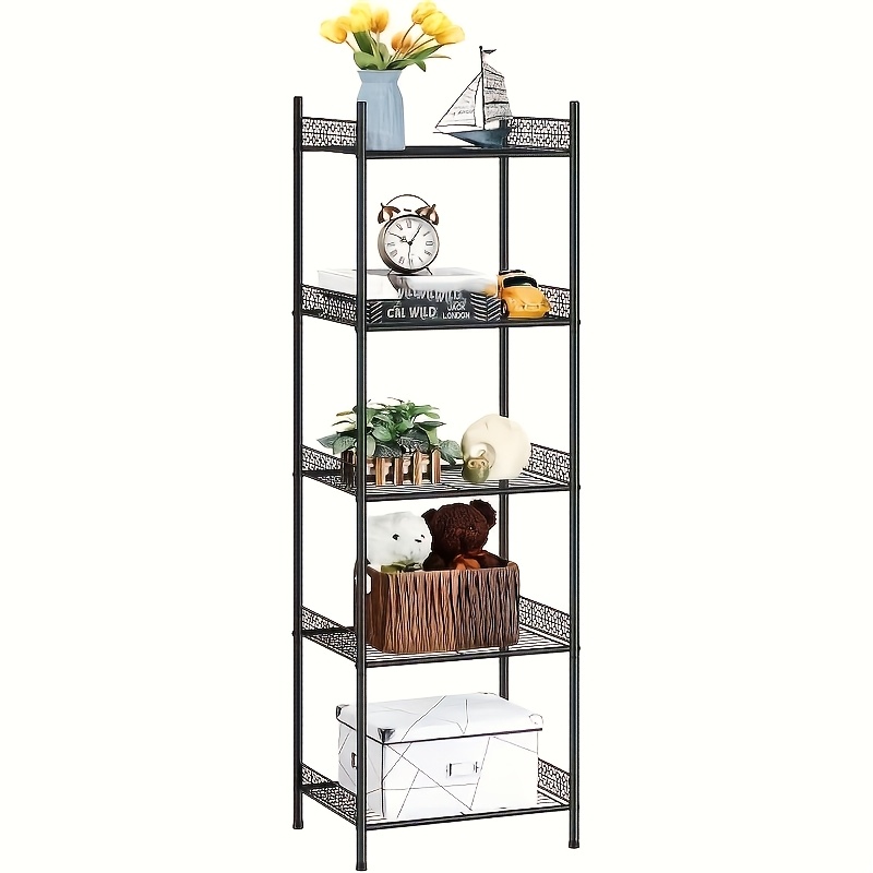 TEMU 5-tier Bathroom Storage Shelf, Heavy Duty Wire Shelving Unit Free Standing Towel Rack Organization For Kitchen Bathroom Laundry, Black, Standing