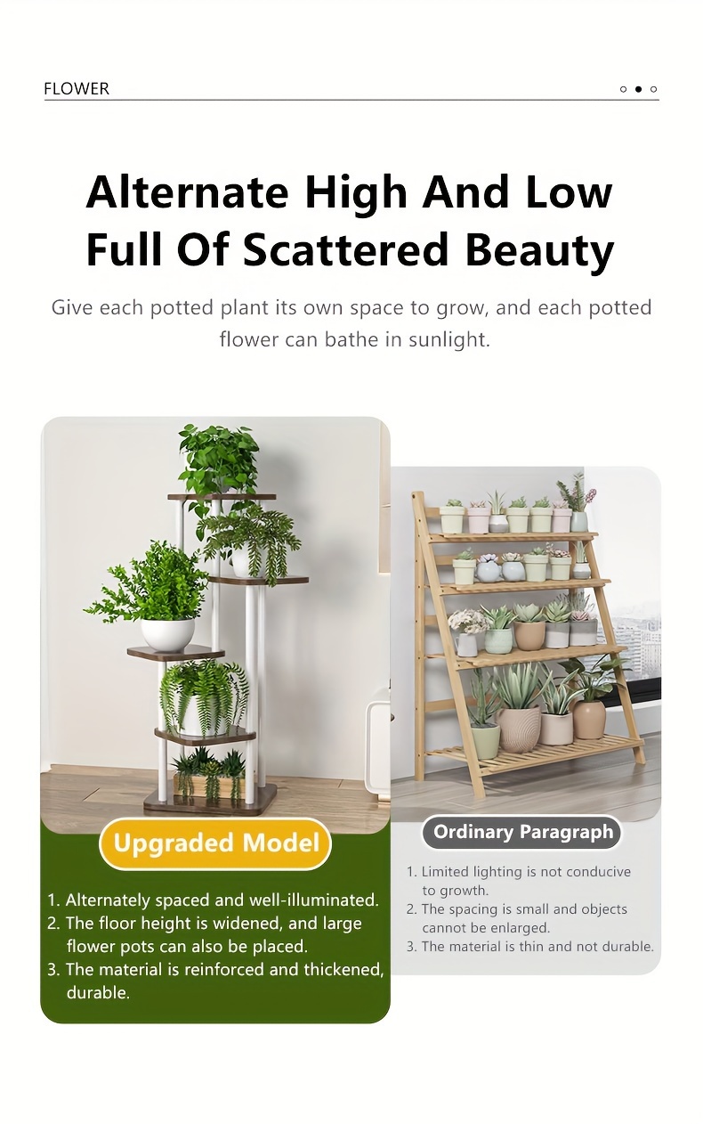 Single Plant Stand for Flowers, Wooden Shelf with 4/5/6 Layers, Display And Storage Shelf, Pot Rack Organizer for Home And Garden Decoration, Indoor Iron Shelf, Outdoor Display Holder for Flower Pots, Multi-Functional Flower Racks