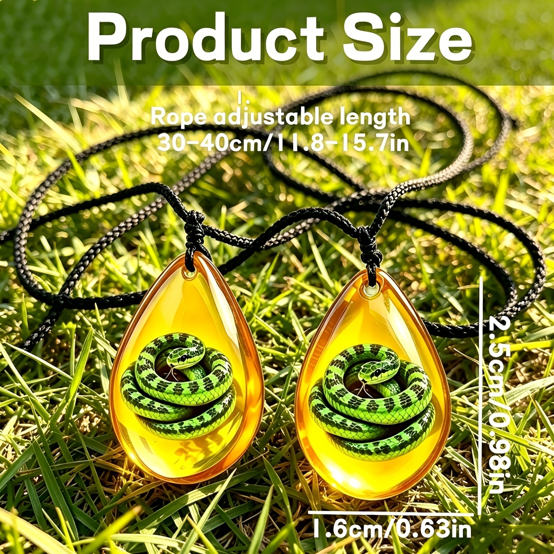 2pcs Unisex Imitation Amber Snake Pattern Necklace Set