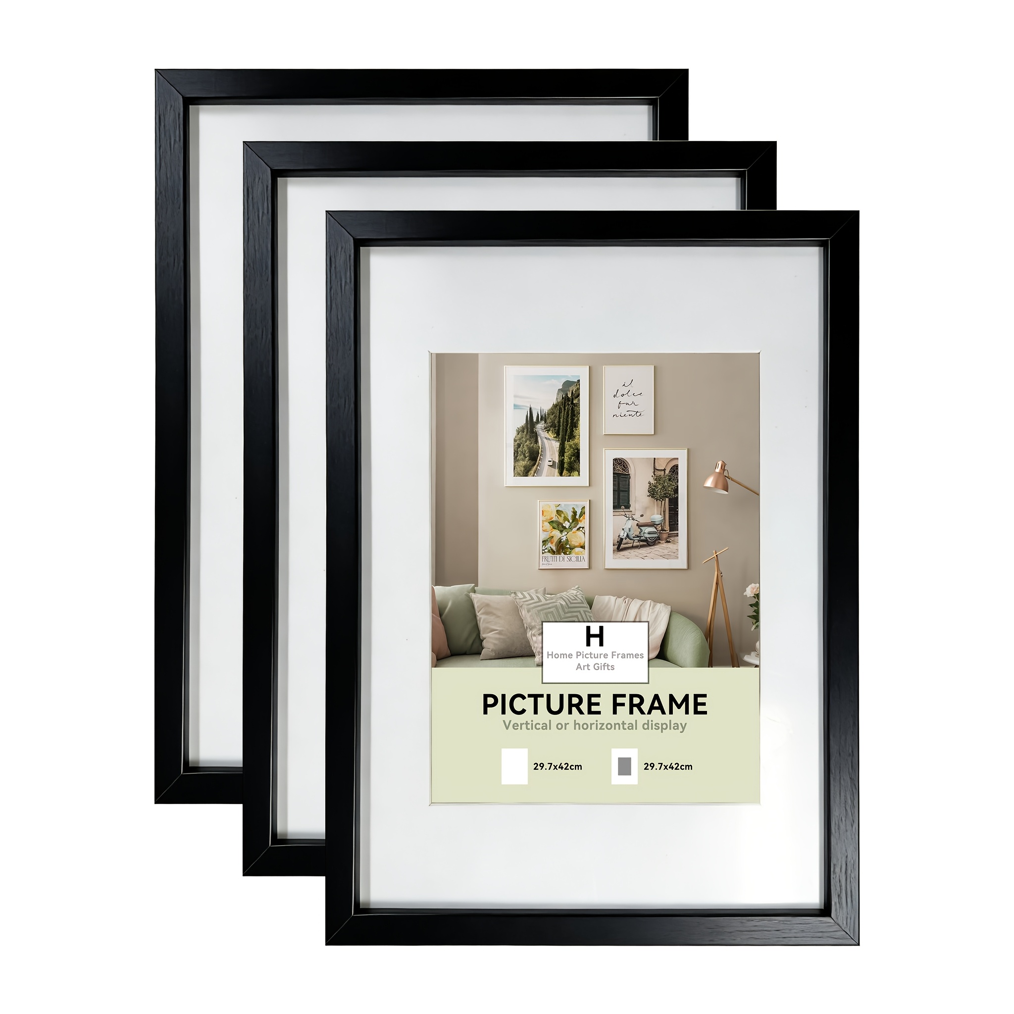 MOSEARON-1/3PK 12X16 Frame, 30X40Cm Picture Frame, Picture Frames, Shadow Box, Frames, Room Decor, Home, Decor, Wall Decor A4 Size with Stand, Can Be Displayed Or Hung, Suitable for Year-Round Display (White, Black, Oak) (Unpadded)