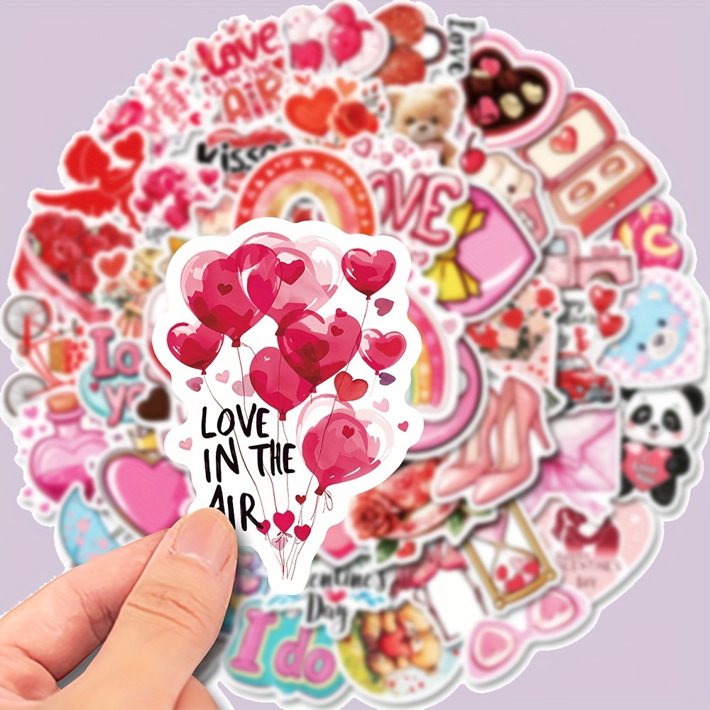 

50pcs Valentine's Day Stickers Personalized Decoration Guitar Notebook Motorcycle Skateboard